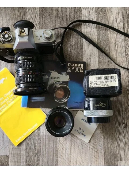 Canon FTb QL Silver 35mm SLR Film Camera Bundle FD 50mm F/1.8 SC Lens 2x-A Cases - Picture 1 of 16